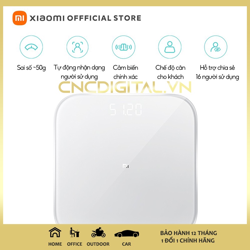 Cân Điện Tử Thông Minh Bluetooth Xiaomi Smart Scale Gen 2 – Đo mỡ cơ thể, kiểm soát cân nặng - Hàng Chính Hãng