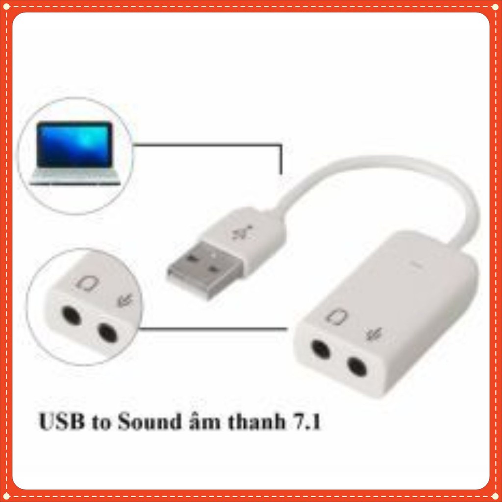 Cáp USB âm thanh 3D USB 7.1 (Trắng) [shop nhím]