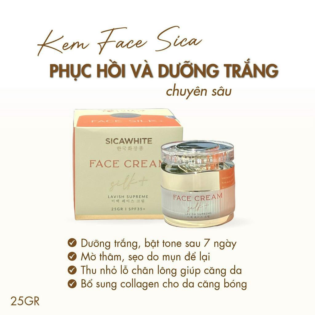 Kem face silk, kem face lụa Sica white dưỡng trắng da cao cấp, sạch thâm, mờ nám sạm - Tặng kèm quà.