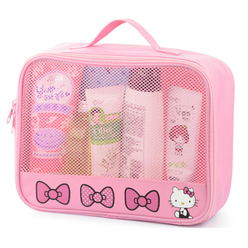 Túi Đựng Mỹ Phẩm Di Động Trong Suốt Chống Thấm Nước Hình Hello Kitty Cho Nữ