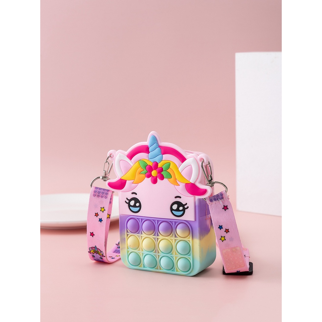 Pop It Fidget Túi đeo vai kỳ lân, Ví móc khóa, Push Bubble Disney Minnie Đồ chơi, Nhiều phong cách