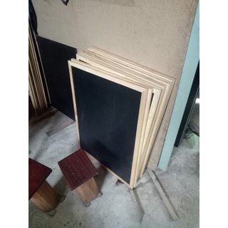 Bảng menu đen khung gỗ tần bì viết 2 mặt Gem Decor