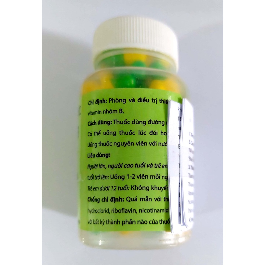 Viên uống vitamin B-Complex Chai 100 viên - Tăng cường sức đề kháng