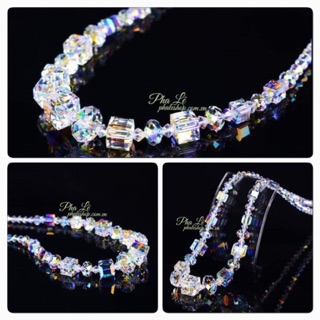 Vòng Cổ Pha Lê Vuông-Tròn 08mm Được Thiết Kế Từ Pha Lê Swarovski