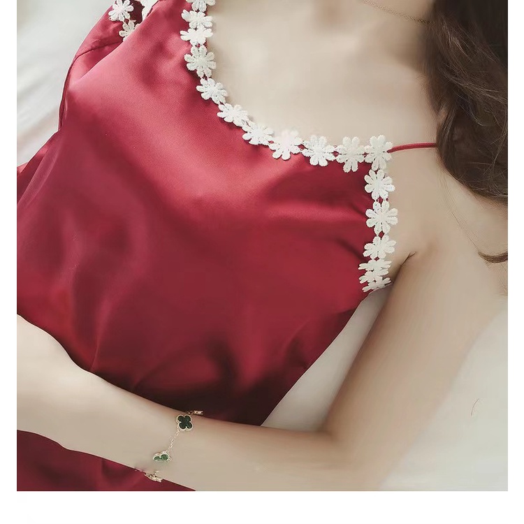 Bộ Đồ Ngủ Bằng Lụa Mát Thiết Kế Mới Thời Trang Mùa Hè Dành Cho Nữ