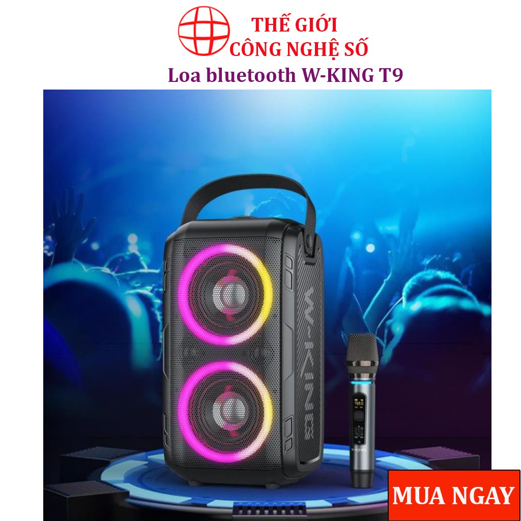 Loa bluetooth W-KING T9 Loa karaoke  kết nối bluethoth di động công suất lớn 80W, đèn led RGB + KÈM 1 micro