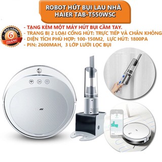 Robot hút bụi lau nhà haier tab-t550wsc/ jd5folsc + máy hút bụi cầm tay