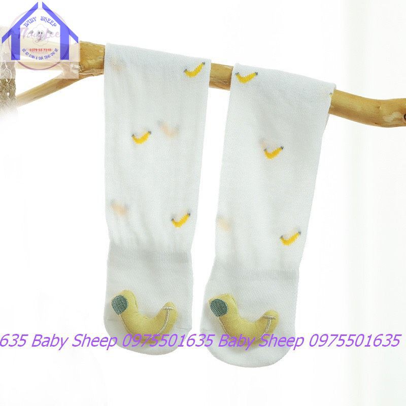 (Ảnh thật, Clip thật) Tất lưới hoạ tiết hoa quả đính bông cho bé sơ sinh đến 4 tuổi siêu đáng yêu Baby sheep
