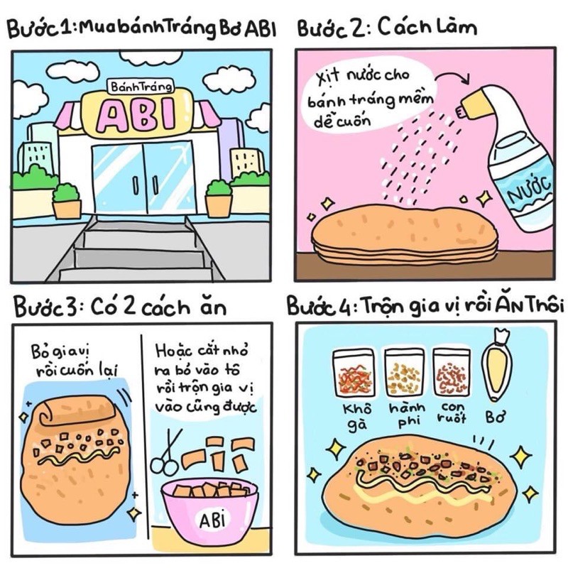 BÁNH TRÁNG BƠ ABI KÈM 1 TÚI BƠ ĐƠN HÀNG 5 BỊCH BẤT KỲ TẶNG 1 MÓC KHOÁ CUTE