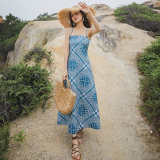 (sẵn) Váy vintage phong cách boho đi biển