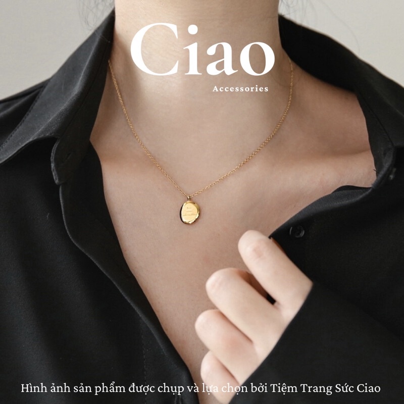 [NEW ITEM] Dây chuyền/ Vòng cổ titan không gỉ mặt tròn khắc chữ tinh tế Letitia Ciao