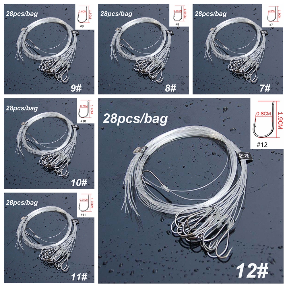 Bộ 20/28 móc câu cá bằng thép cacbon siêu bền tích hợp dây câu tiện dụng