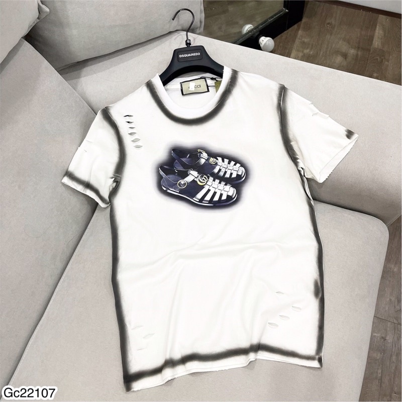 Áo Phông Nam GC Rách Nhẹ Net Căng - Áo Thun Nam GC Viền Đen Siêu Net