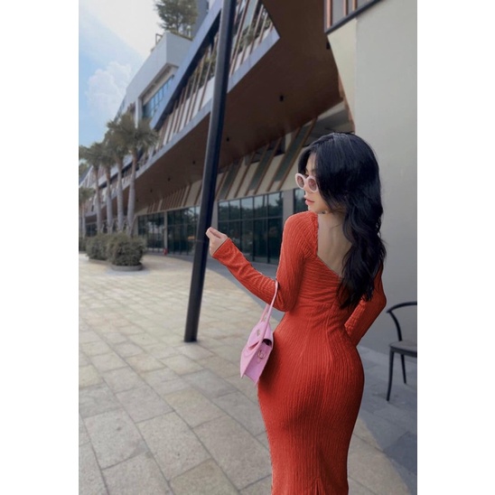 Đầm body nữ kiểu tay chất vải xốp mềm mịn co dãn 4 chiều dày dặn FreeSize dưới 50kg