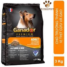 GANADOR ADULT TÚI : 3KG. THỨC ĂN CHO CHÓ TRƯỞNG THÀNH CỪU &amp; GẠO