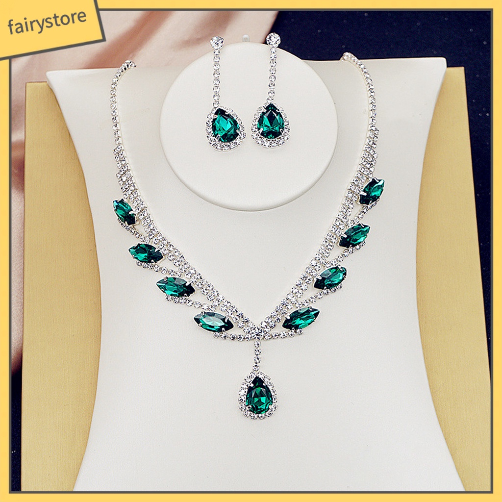 Bộ trang sức mạ đính đá lấp lánh kiểu dáng thời trang cho cô dâu