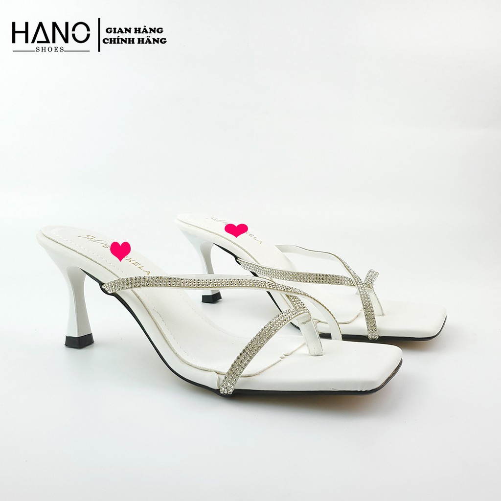 HANO - Guốc 7 phân xỏ ngón quai ngang đính đá G9774