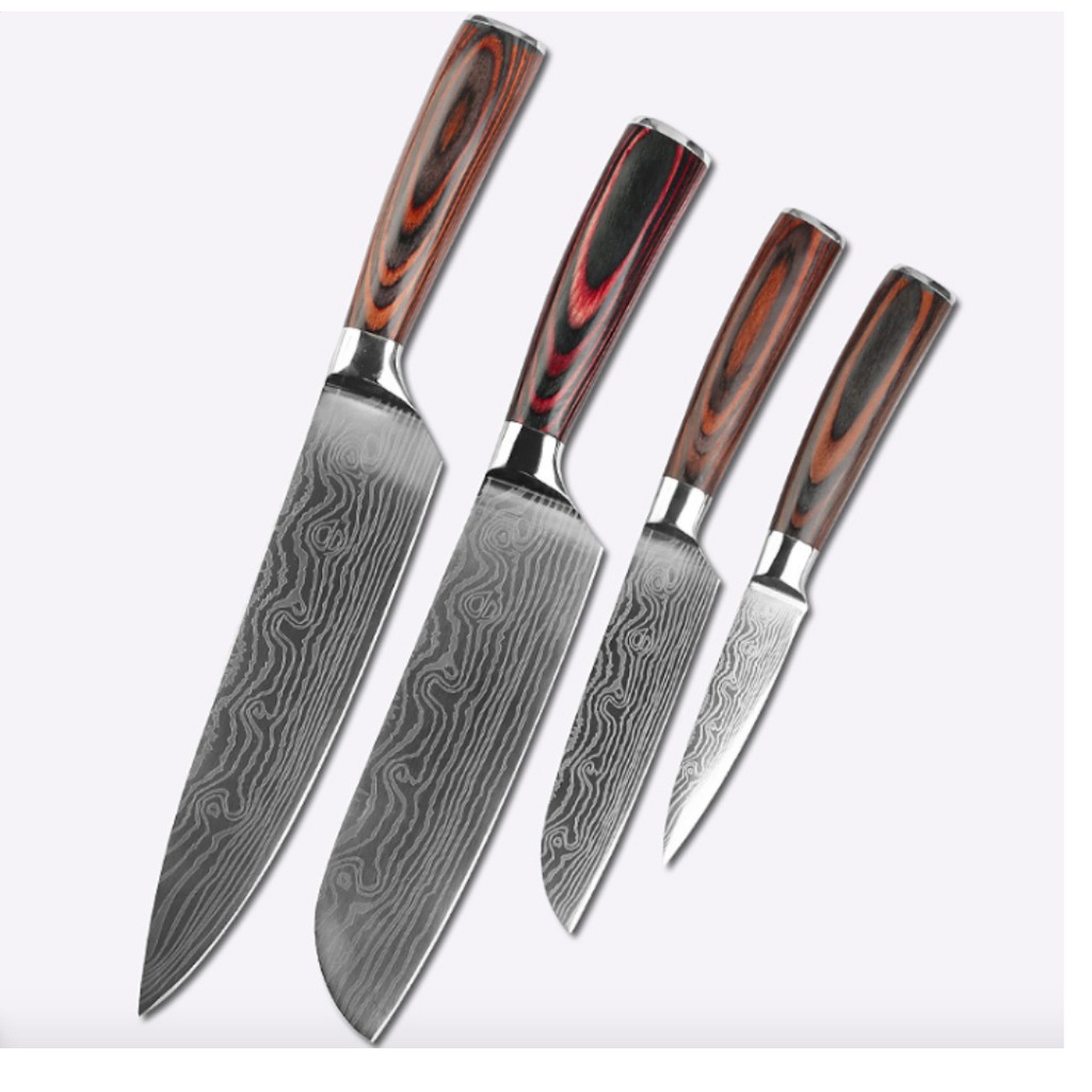 Bộ dao Damascus 4 chiếc chuẩn đầu bếp