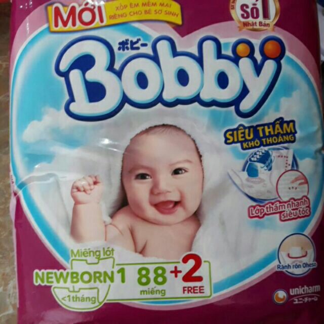 Miếng lót sơ sinh Bobby Newborn1 88 miếng cho bé