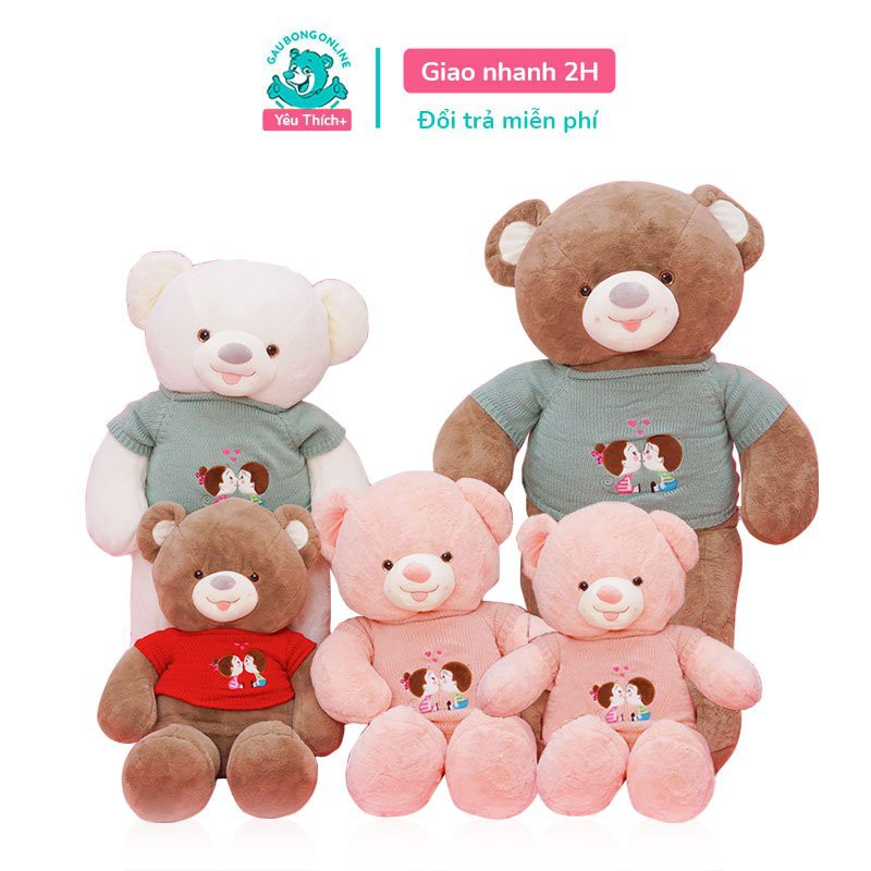 [Mã LIFEXANH03 giảm 10% đơn 500K] Gấu Bông Teddy Áo Len Kiss Lông Trơn Cao Cấp Gấu Bông Online