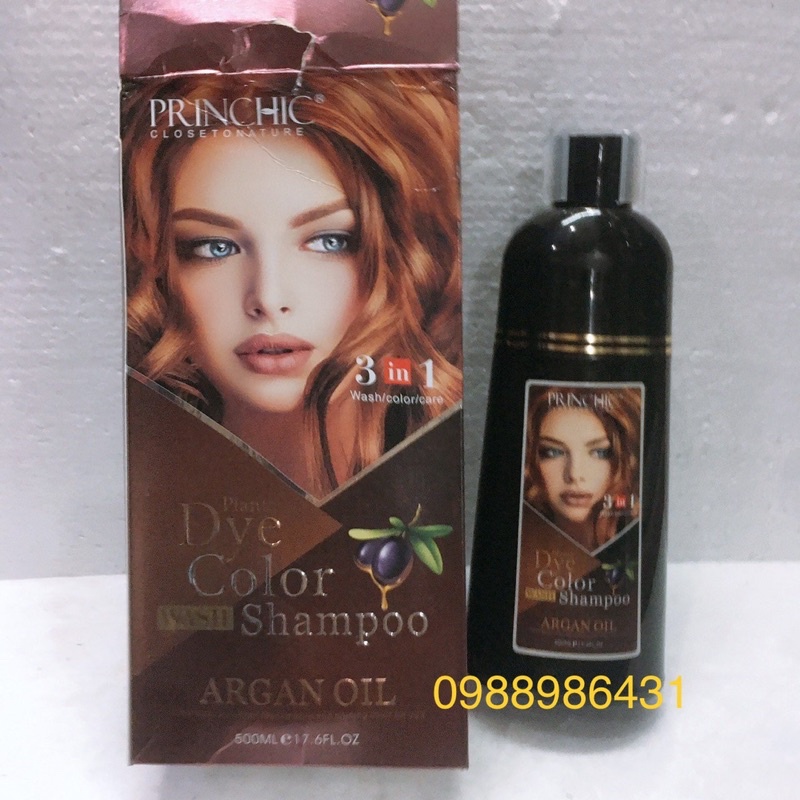 Dầu Gội Đen Tóc, Nâu Tóc Phủ Bạc Thảo Dược Princhic Thương Hiệu Ý Black Color Shampoo