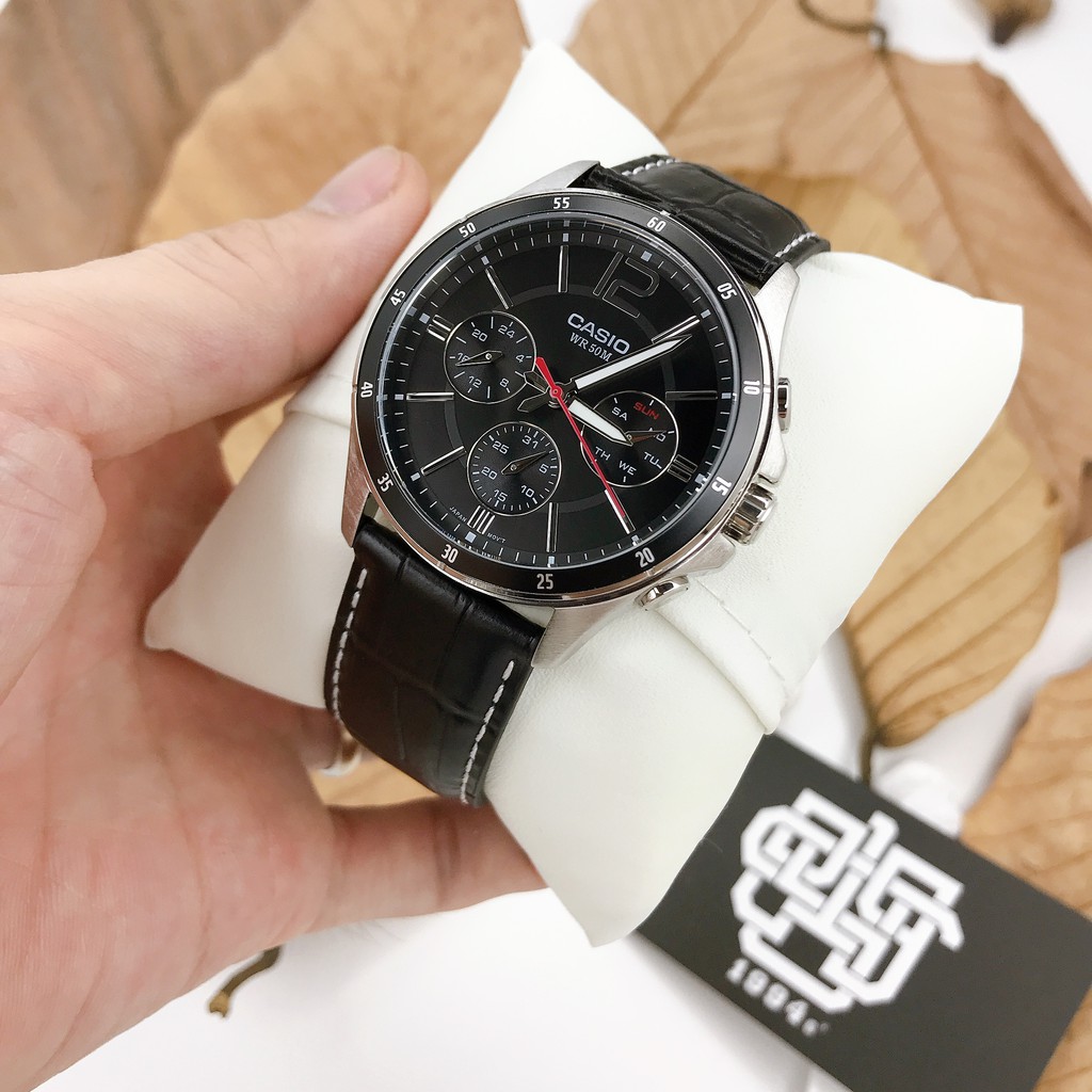 Đồng hồ nam Casio MTP-1374 / MTP-1374L-1A dây da thật chính hãng