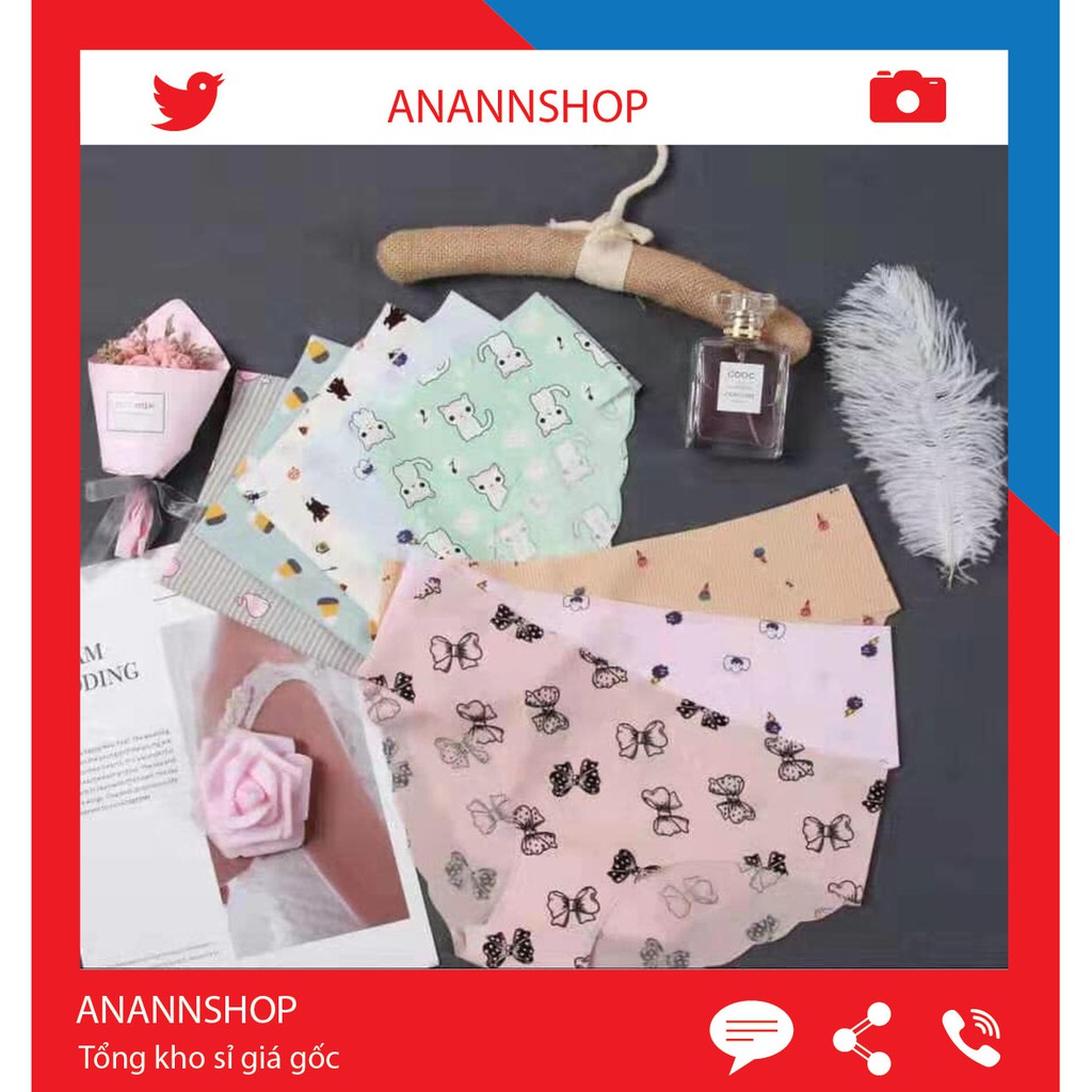 Quần Lót Nữ Su Viền Sóng Thun Mát Lạnh Hoạ Tiết Siêu Dễ Thương 015