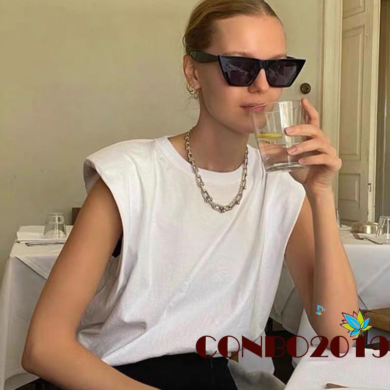 Áo Thun Không Tay Cổ Tròn Màu Trơn Thời Trang Cho Nữ