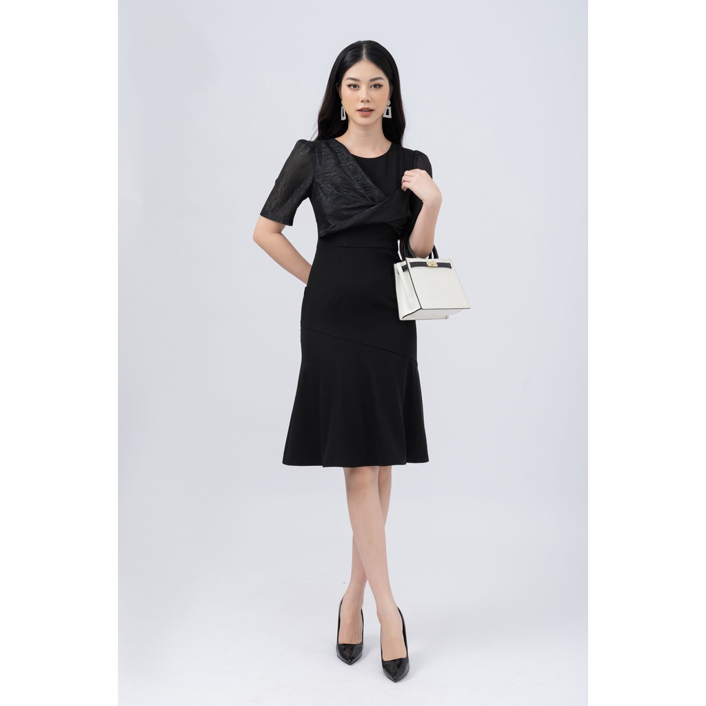 Đầm nữ dáng ôm đuôi cá Fiona, Đầm công sở phối vải tơ ánh kim thanh lịch F451410