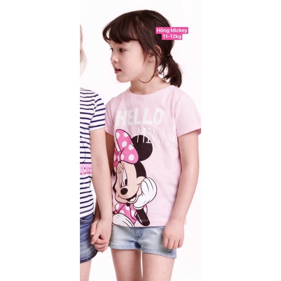Áo phông bé gái chất cotton 100%, áo thun cộc tay bé gái vải xuất lẻ size nhí