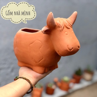 Chậu Bò sữa đất nung