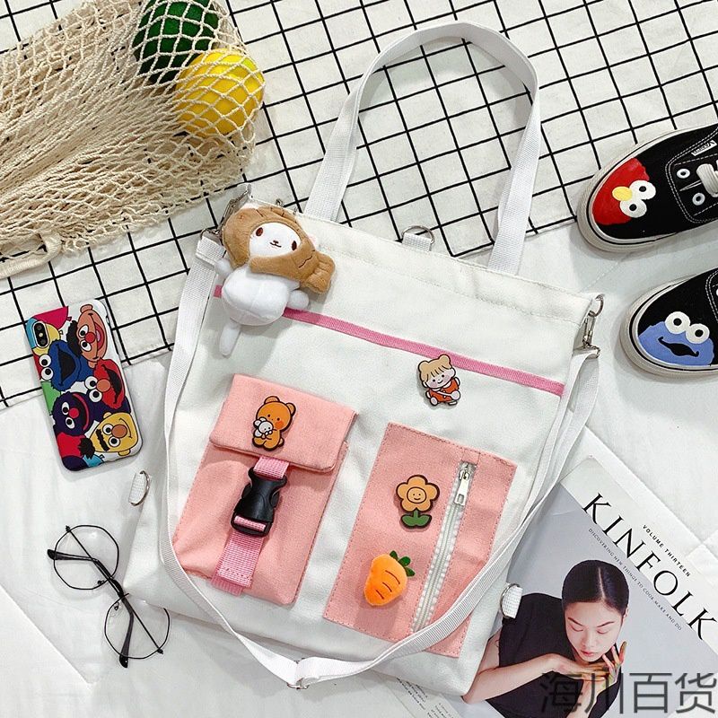 Túi đeo chéo, túi tote vải bố nhiều ngăn đi chơi, đi học