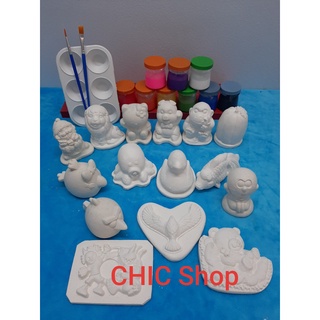 Bộ tượng tô màu thạch cao size 6,5- 10cm cho bé.