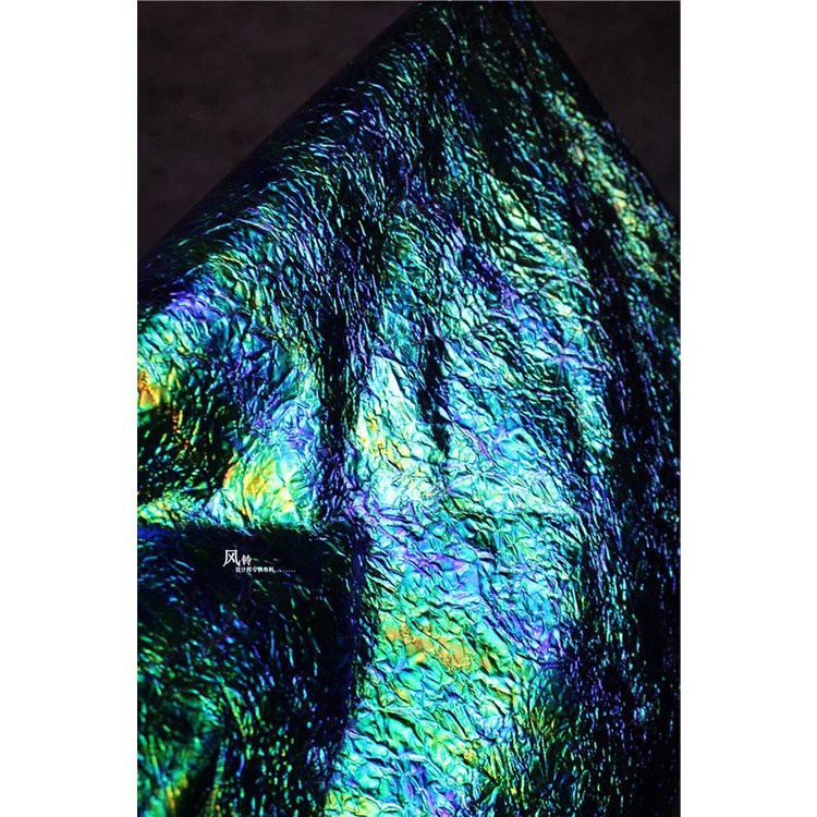 Laser Reflective Gradient Australian Blue Green Lizard Leather Cloth Waterproof Leather Stage FashiondiyDesign Fabric