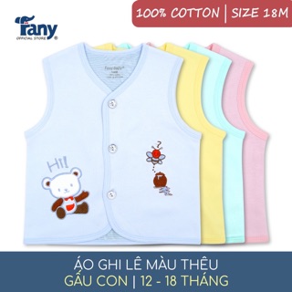 Áo gile màu thêu cho bé Fany 0-18 tháng 100% cotton