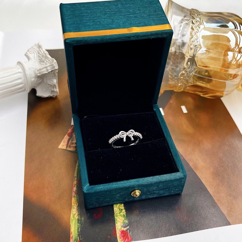Nhẫn bạc nữ nơ trơn đai đá N033 - Trang Sức MINA JEWELRY