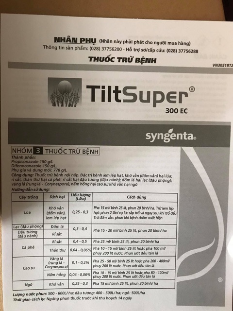 Thuốc trừ nấm bệnh Tilt Super 300EC (10ml)