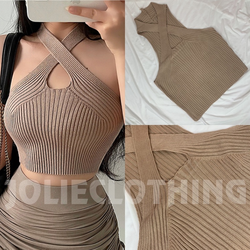 Áo kiểu nữ không tay, áo croptop ôm sexy chất thun len siêu co giãn, nhiều màu