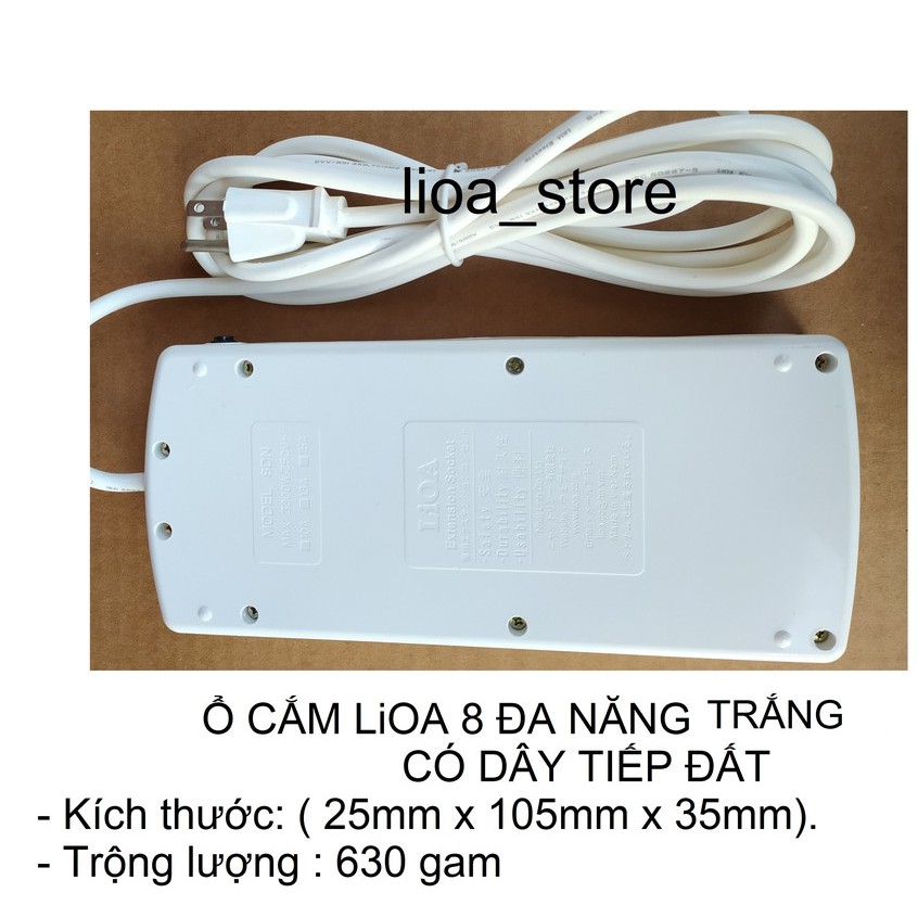 Ổ CẮM ĐIỆN  LiOA 8 ĐA NĂNG CÓ DẤY TIẾP ĐẤT