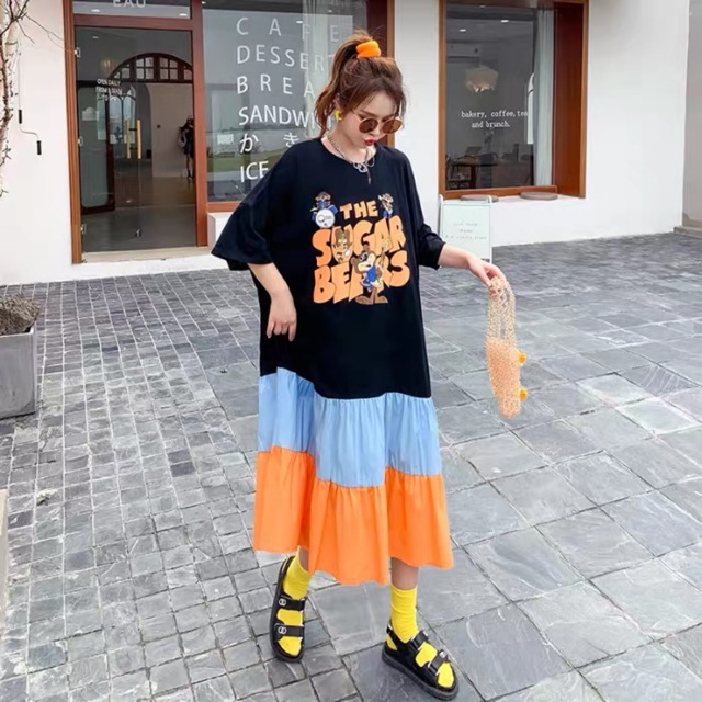 (Order 5-10days) Đầm oversize phối màu siêu đáng yêu