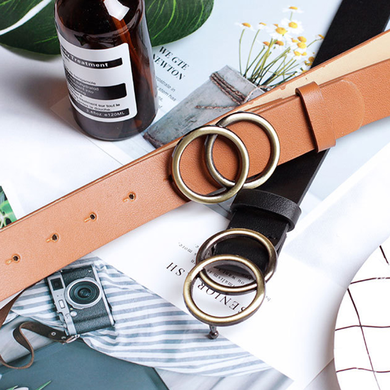 Ladies Round Buckle Belts Casual Belts Jeans Belts Dress Belts Double-loop Round Buckle Belts JP6