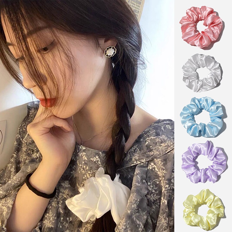 Dây buộc tóc vải co giãn màu trơn thời trang cho nữ