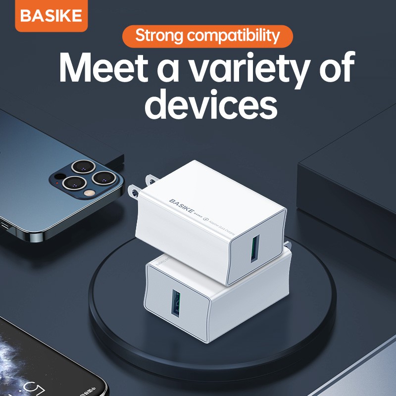 Củ Sạc Nhanh BASIKE AS56 Mini 22.5W QC3.0 Cho iPhone HUAWEI Samsung