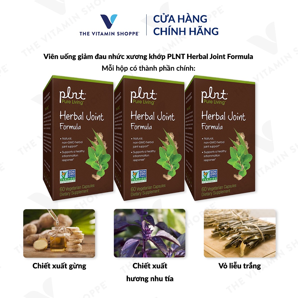 Viên uống giảm đau nhức xương khớp PLNT Herbal Joint Formula 60 viên