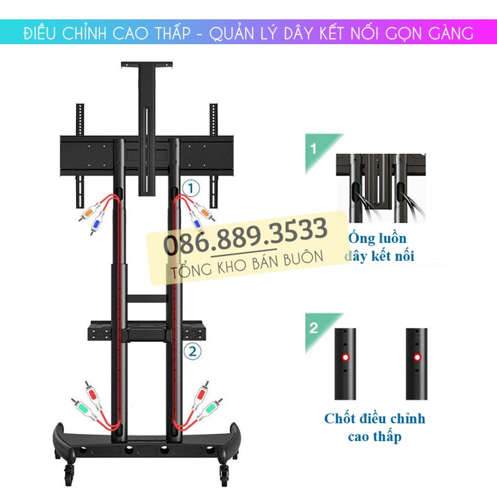 Giá Treo Tivi Di Động NB AVA1800 55 - 90 Inch - Kệ Khung Treo Tivi Di Chuyển NB AVA1800-70-1P - Chuyên Hội Nghị
