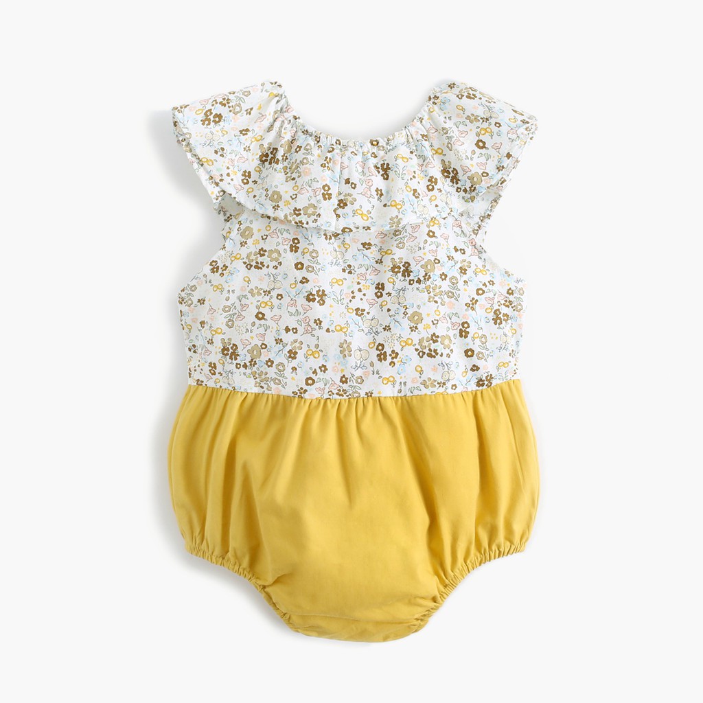 Sanlutoz Áo Liền Quần Tay Ngắn Bằng Vải Cotton In Hoa Dành Cho Bé Gái