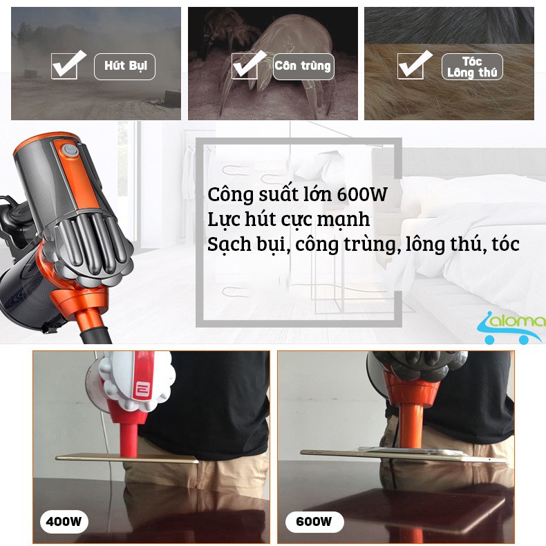 Máy hút bụi mini cầm tay 600W GreenHome GHA-585A kiểu đứng | BigBuy360 - bigbuy360.vn