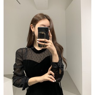 Váy nhung ulyzzang thắt eo Hàn Quốc