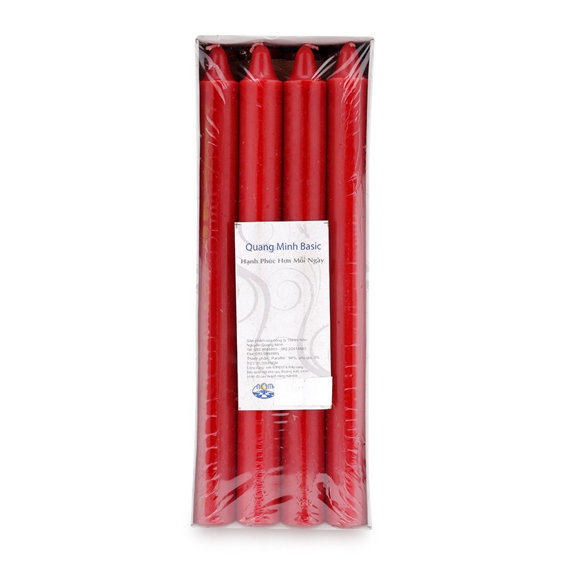 Hộp 12 cây nến thơm thẳng Quang Minh Candle NQM0031 25 cm (Đỏ)