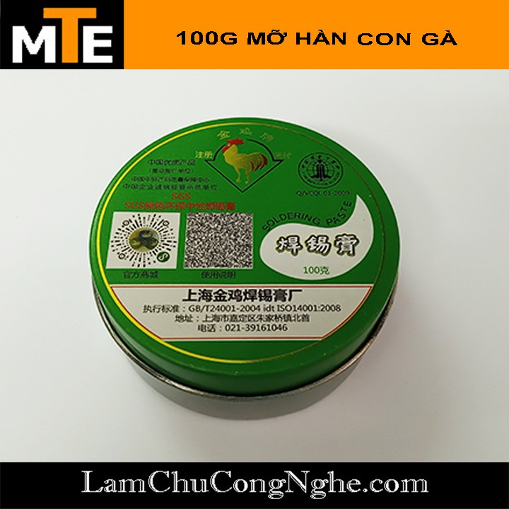 Hộp mỡ hàn thiếc hỗ trợ hàn mạch, phủ thiếc, hàn dây điện ... có tính axit mạnh PASTE 100g hiệu hàn con gà vàng